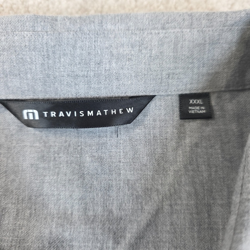 Travis Mathew Shirt Mens 2XL Gray Cloud Flannel Button-Up Dual Chest Pocket NWT - Picture 4 of 10